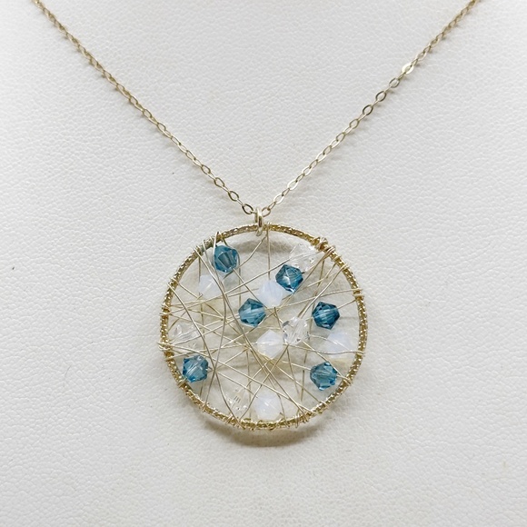 Hand Made Magnolia Sterling silver crystal pendant necklace - GM602 - Picture 2 of 5